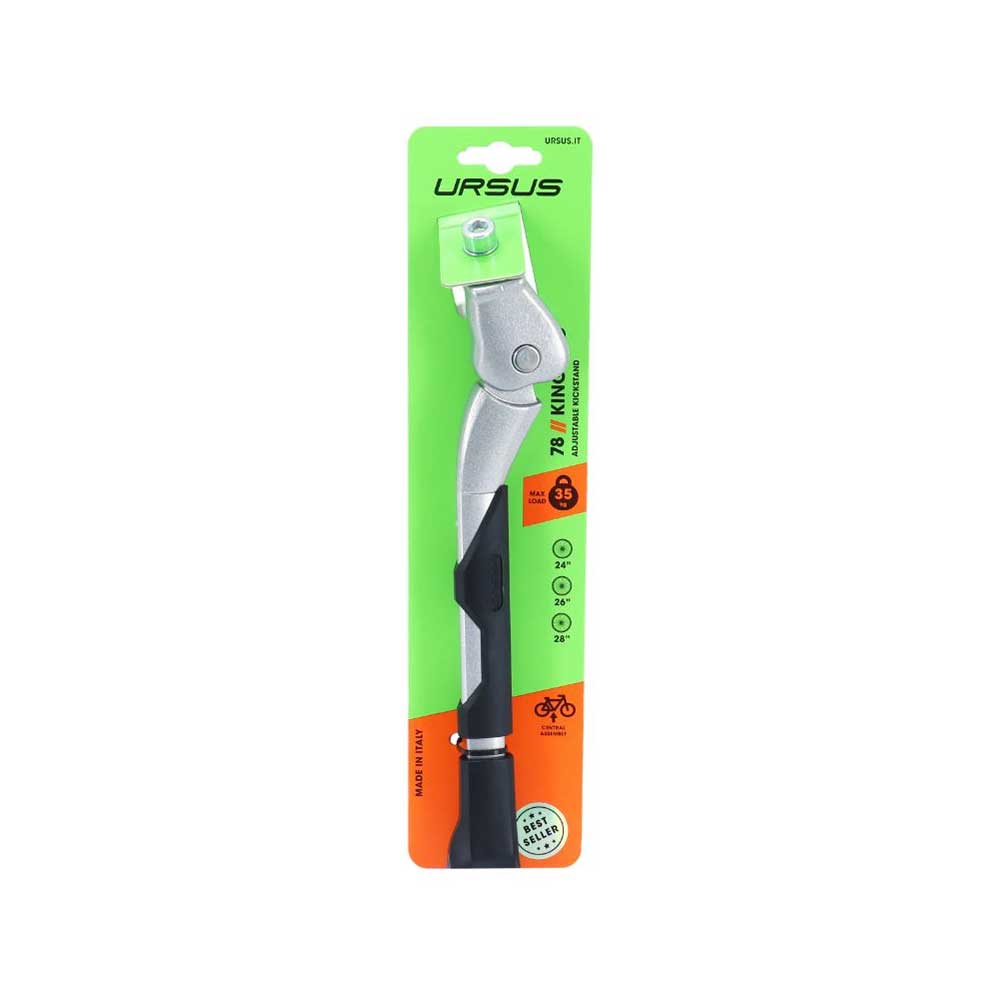 Béquille Vélo Centrale Latérale URSUS 78 King Evo ajustable 24 à 28 pouces