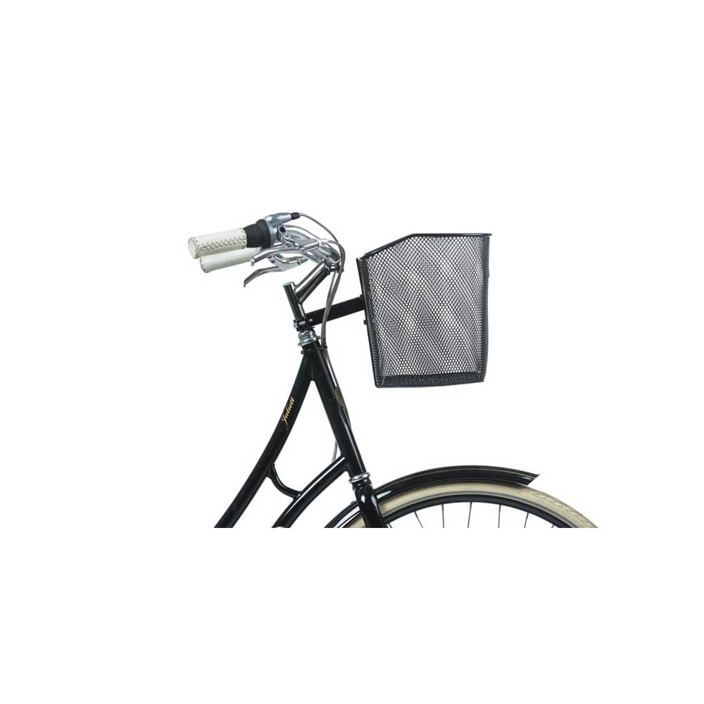 Panier Vélo Avant BASIL Bremen acier nid d'abeille noir fixation permanente sur potence